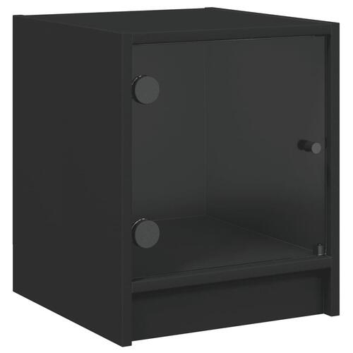 Sengeborde 2 stk. med glaslåger 35x37x42 cm sort