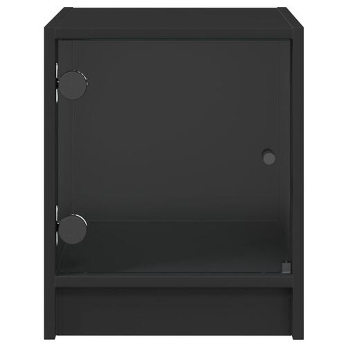 Sengeborde 2 stk. med glaslåger 35x37x42 cm sort