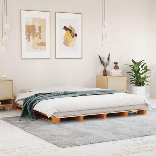 Palleseng 180x200 cm massivt fyrretræ gyldenbrun