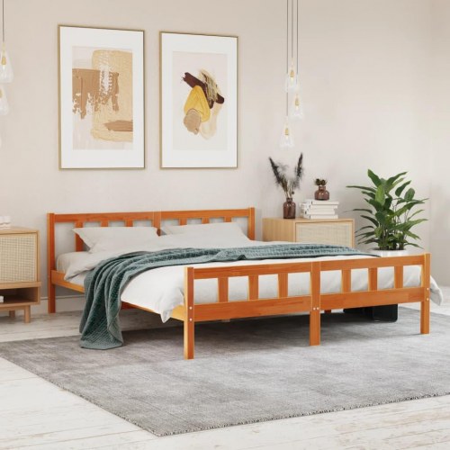 Sengeramme uden madras 180x200 cm massivt fyrretræ gyldenbrun