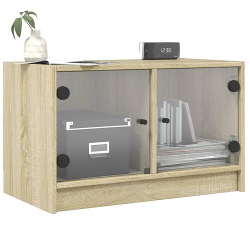Skab med glaslåger 68x37x42 cm sonoma-eg
