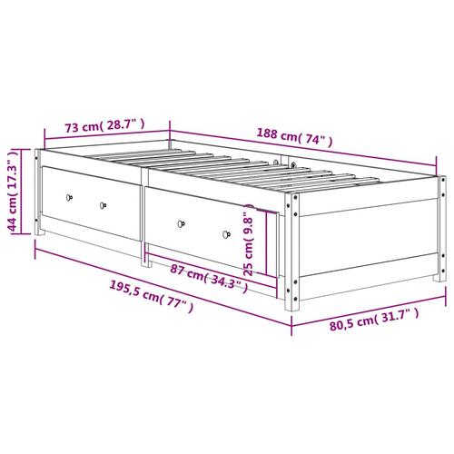 Daybed 75x190 cm massivt fyrretræ gyldenbrun