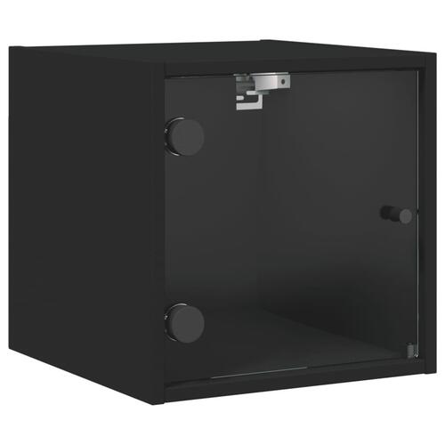 Sengebord med glaslåger 35x37x35 cm sort