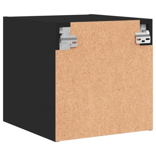 Sengebord med glaslåger 35x37x35 cm sort