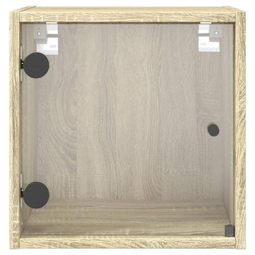 Sengebord med glaslåger 35x37x35 cm grå sonoma-eg