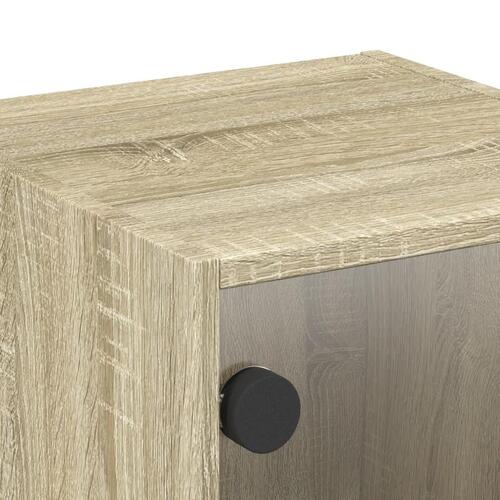 Sengebord med glaslåger 35x37x35 cm grå sonoma-eg