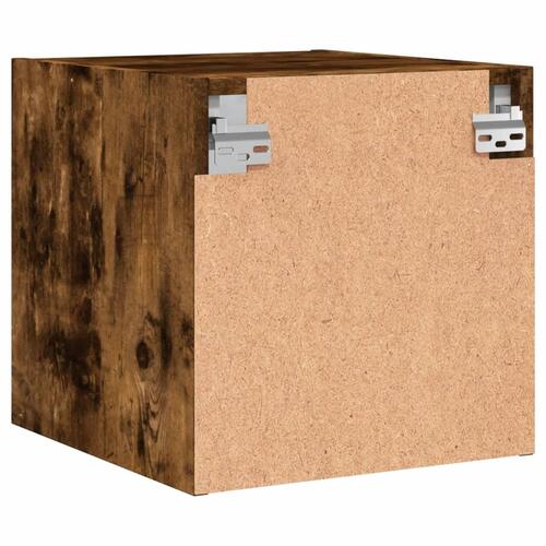 Sengebord med glaslåger 35x37x35 cm røget egetræsfarve