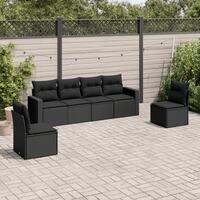 Sofasæt til haven 6 dele med hynder polyrattan sort