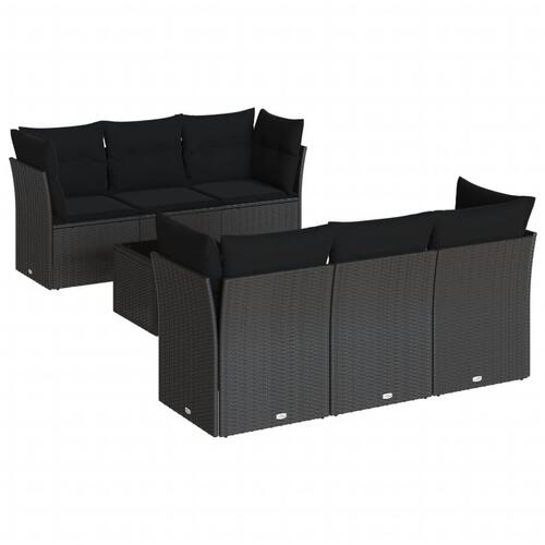 Sofasæt til haven 7 dele med hynder polyrattan sort