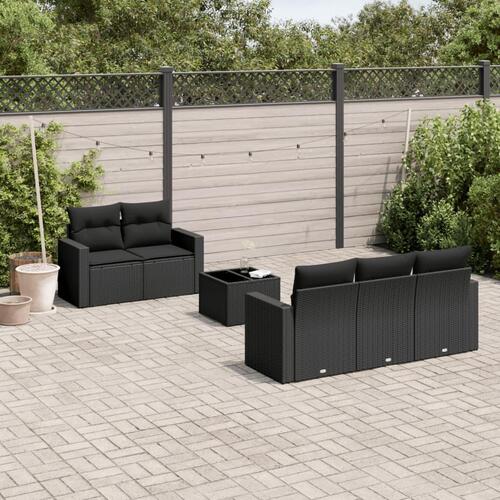 Sofasæt til haven 6 dele med hynder polyrattan sort