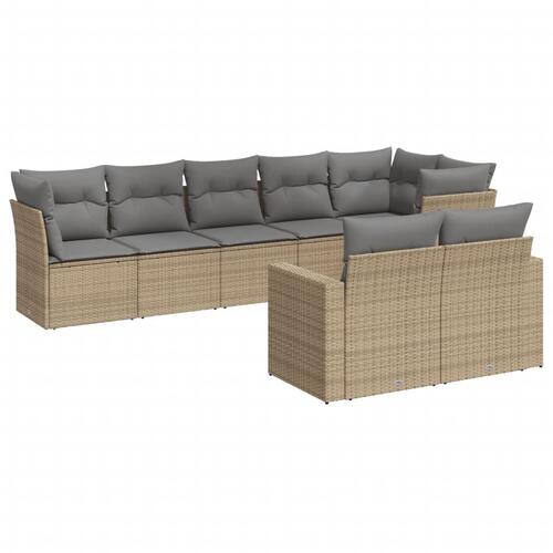 Sofasæt til haven 8 dele med hynder polyrattan beige