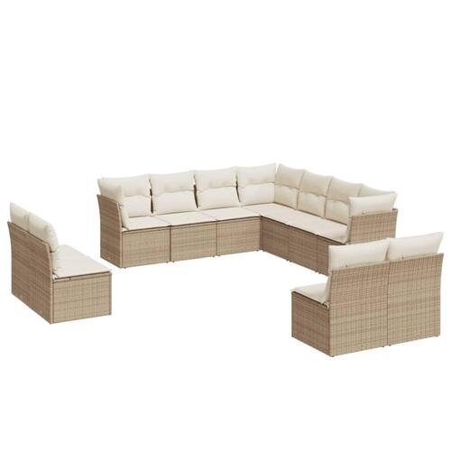 Sofasæt til haven 11 dele med hynder polyrattan beige