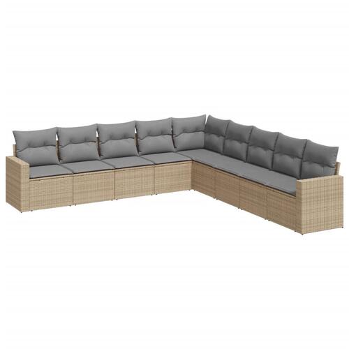 Sofasæt til haven 9 dele med hynder polyrattan beige