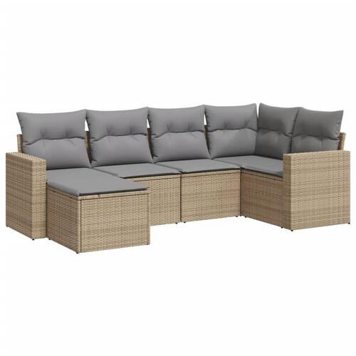 Sofasæt til haven 6 dele med hynder polyrattan beige