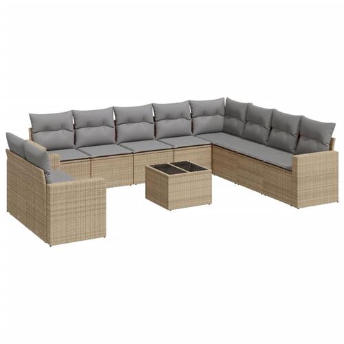 Sofasæt til haven 11 dele med hynder polyrattan beige