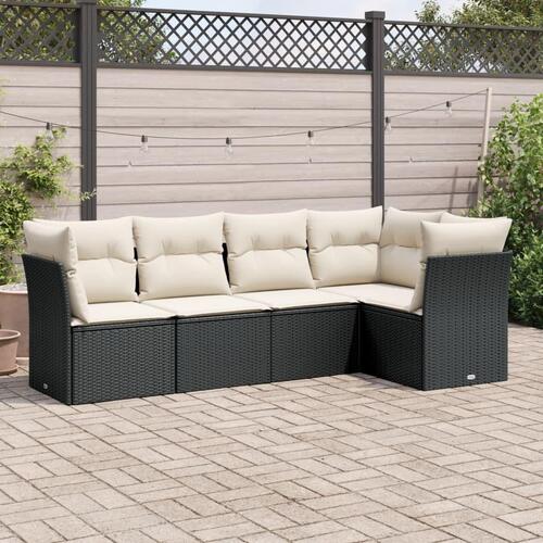 Sofasæt til haven 5 dele med hynder polyrattan sort