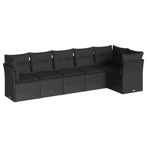 Sofasæt til haven 6 dele med hynder polyrattan sort