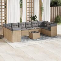Sofasæt til haven 11 dele med hynder polyrattan beige