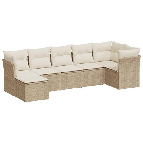 Sofasæt til haven 7 dele med hynder polyrattan beige