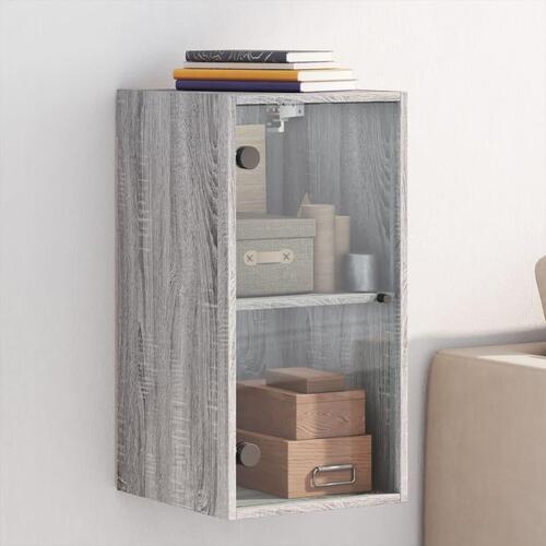 Skab med glaslåger 35x37x68,5 cm grå sonoma-eg