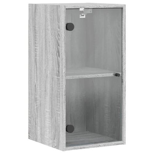 Skab med glaslåger 35x37x68,5 cm grå sonoma-eg