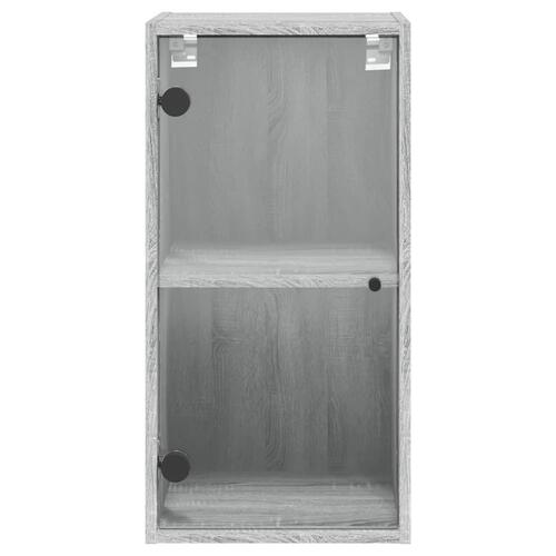 Skab med glaslåger 35x37x68,5 cm grå sonoma-eg