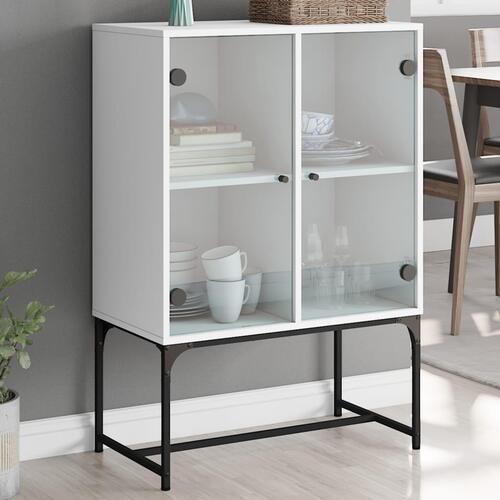 Skab med glaslåger 69x37x100 cm hvid