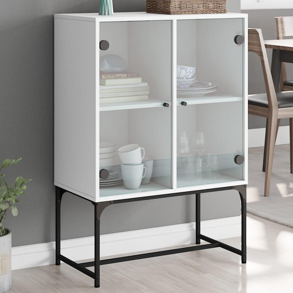 Skab med glaslåger 69x37x100 cm hvid