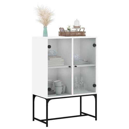 Skab med glaslåger 69x37x100 cm hvid