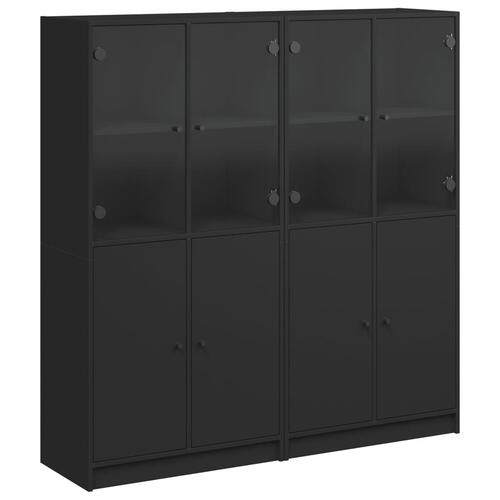 Bogreol med låger 136x37x142 cm konstrueret træ sort