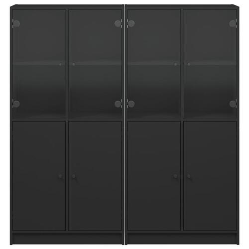 Bogreol med låger 136x37x142 cm konstrueret træ sort