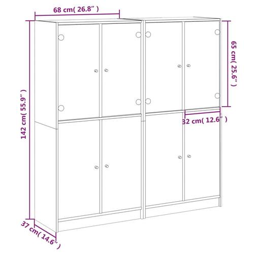 Bogreol med låger 136x37x142 cm konstrueret træ sort