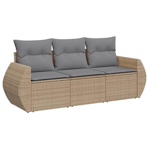Sofasæt til haven 3 dele med hynder polyrattan beige