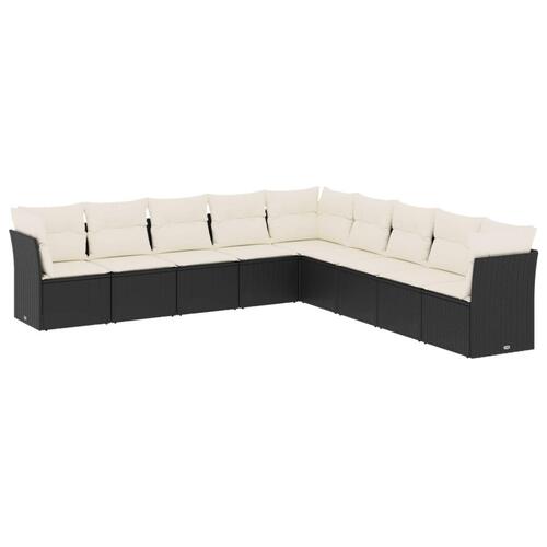 Sofasæt til haven 9 dele med hynder polyrattan sort