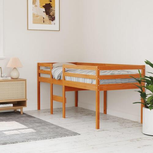 Højseng 75x190 cm massivt fyrretræ gyldenbrun