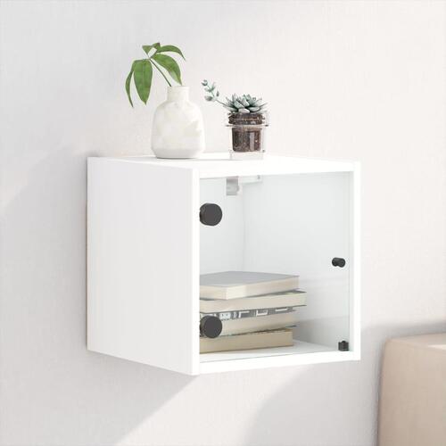 Sengebord med glaslåger 35x37x35 cm hvid
