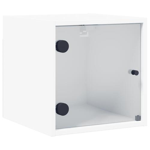 Sengebord med glaslåger 35x37x35 cm hvid