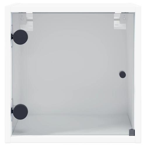 Sengebord med glaslåger 35x37x35 cm hvid