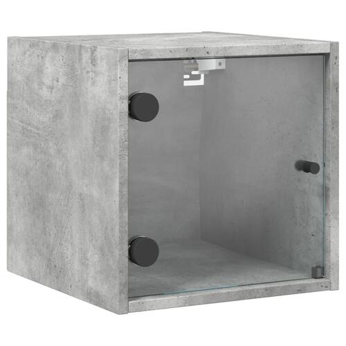 Sengeborde 2 stk. med glaslåger 35x37x35 cm betongrå