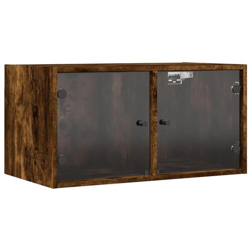 Vægskabe 2 stk. med glaslåger 68,5x37x35 cm røget egetræsfarve