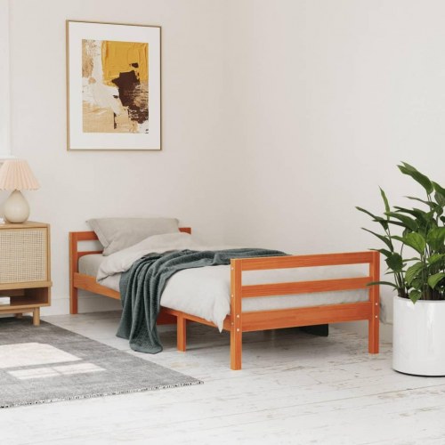 Sengeramme uden madras 80 x 200 cm i massivt fyrretræ - gyldenbrun