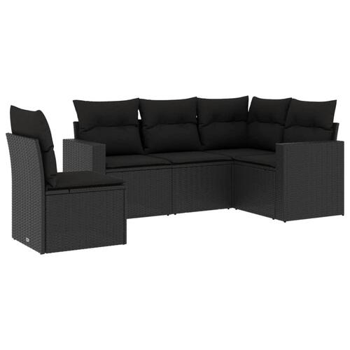 Sofasæt til haven 5 dele med hynder polyrattan sort