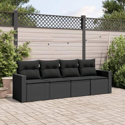 Sofasæt til haven 4 dele med hynder polyrattan sort