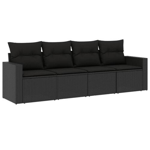 Sofasæt til haven 4 dele med hynder polyrattan sort
