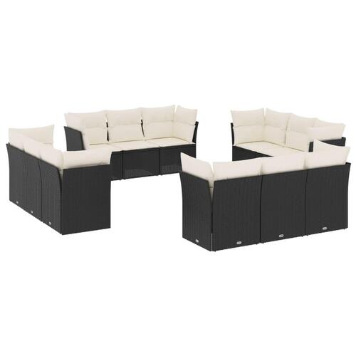 Sofasæt til haven 12 dele med hynder polyrattan sort
