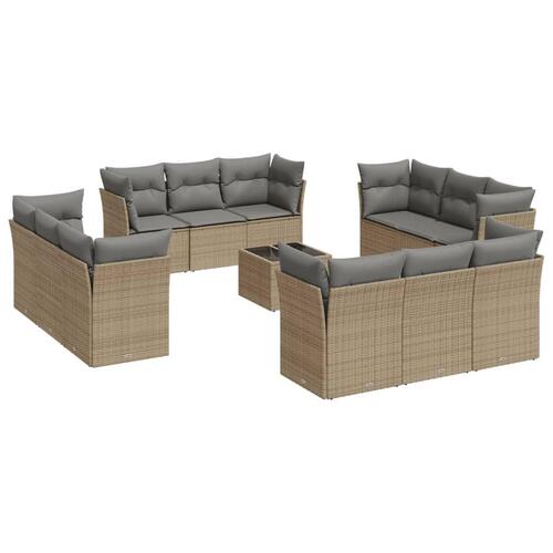 Sofasæt til haven 13 dele med hynder polyrattan beige