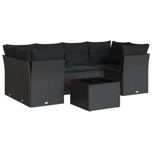 Sofasæt til haven 7 dele med hynder polyrattan sort