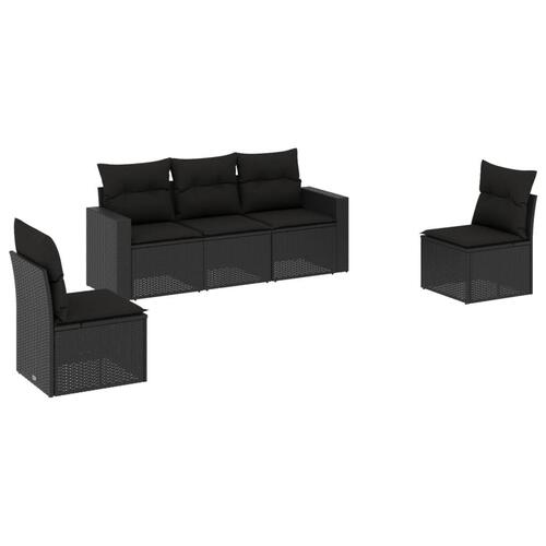 Sofasæt til haven 5 dele med hynder polyrattan sort