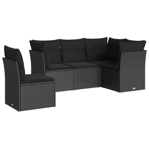 Sofasæt til haven 5 dele med hynder polyrattan sort
