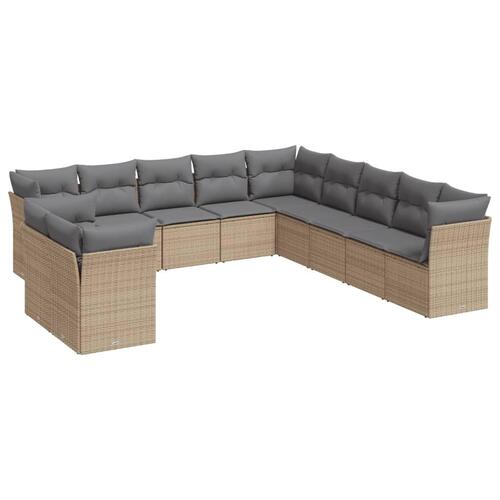 Sofasæt til haven 11 dele med hynder polyrattan beige